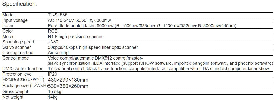 TL-SL535 6W Laser Light
