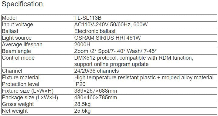 TL-SL113B Moving Head Light