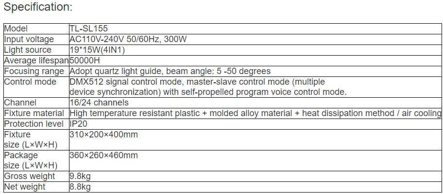 TL-SL155 285W Moving Head Beam Light