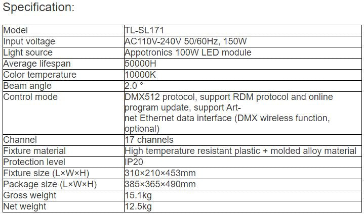 TL-SL171 Moving Head Beam Light