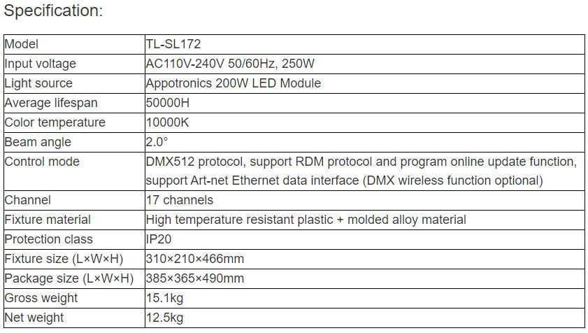 TL-SL172 Moving Head Beam Light