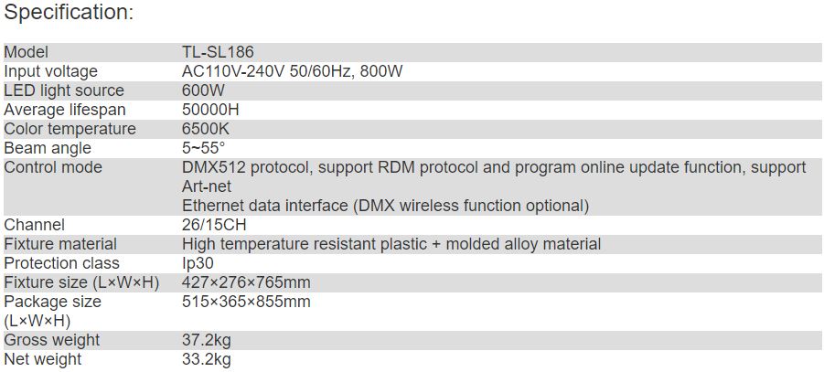TL-SL186 Moving Head Light