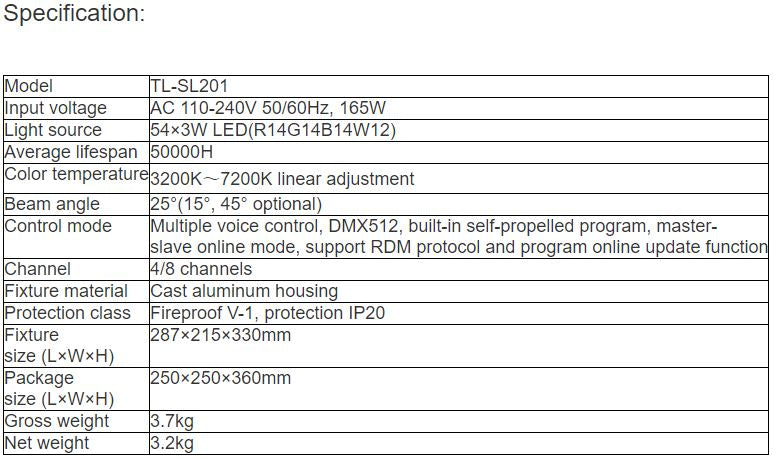 TL-SL201 54×3W Fireproof PAR Light