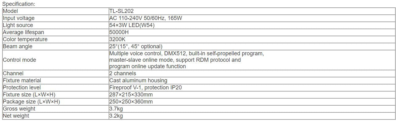 TL-SL202 54*3W Waterproof PAR Light