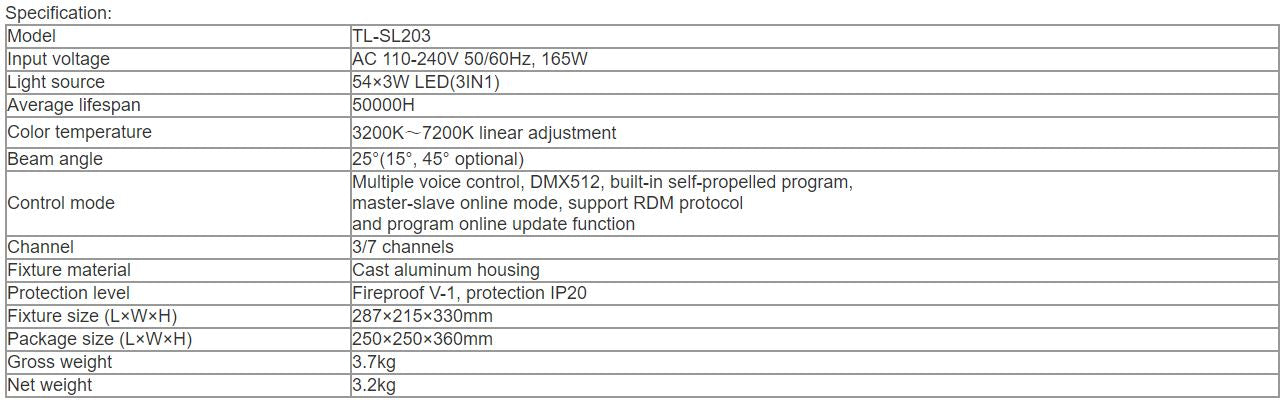 TL-SL203 54×3W Waterproof PAR Light