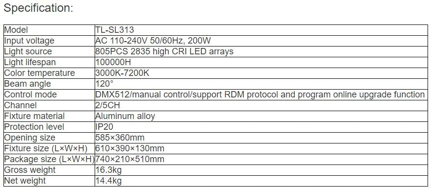 TL-SL313 200W LED Studio Light
