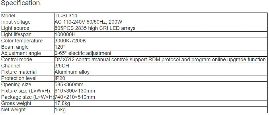 TL-SL314 200W LED Studio Light