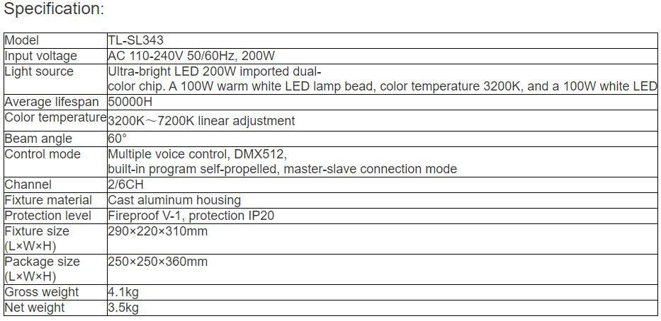 TL-SL343 200W LED Par Light