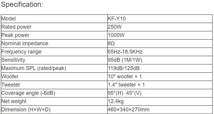 KF-Y10 Professional Full Range Speaker