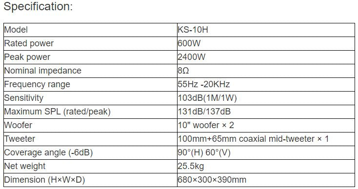 KS-10H Professional Full Range Speaker