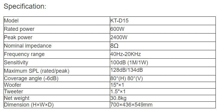 KT-D15 Professional Full-range Speaker