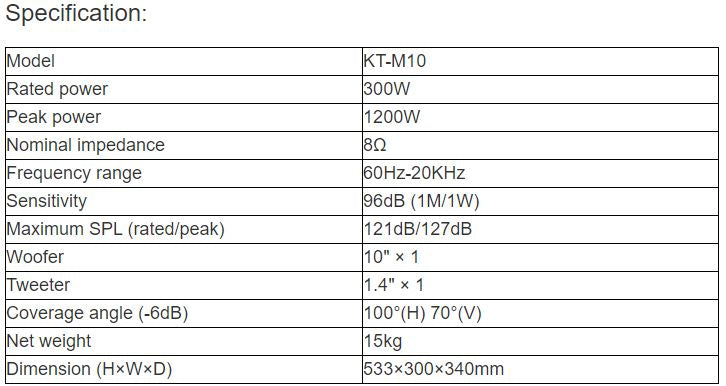 KT-M10 Professional Full Range Speaker