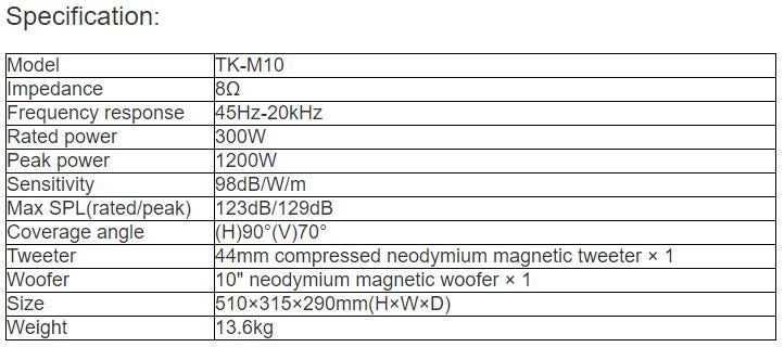 TK-M10 Professional Speaker