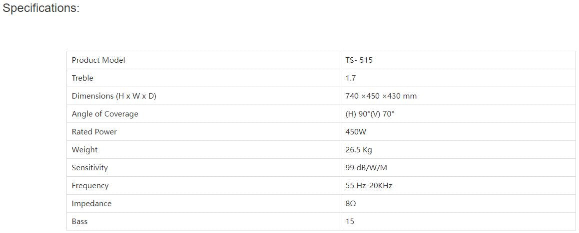 TS-515 Professional Loudspeaker