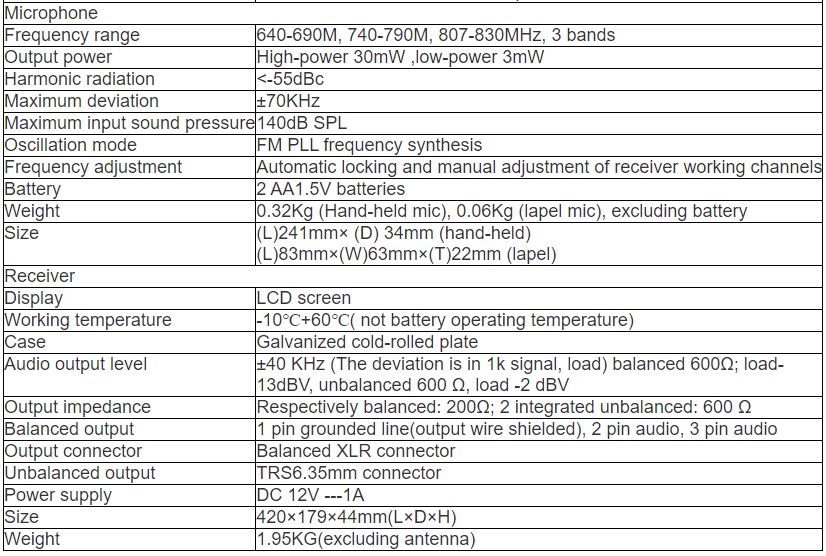 T-521UF, T-521UP, T-521UR, T-521UX, T-521UY, T-521UE UHF Wireless Mic with FM touch Screen