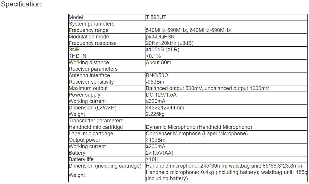 T-592UT Wireless Microphone