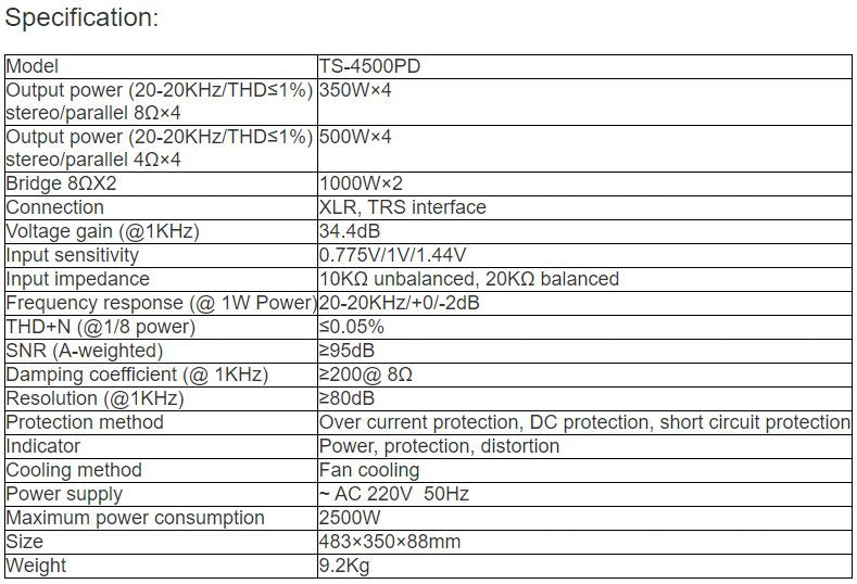 TS-4500PD Professional Digital Amplifier