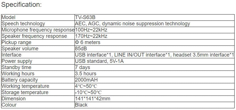 TV-S63B USB Omnidirectional Microphone