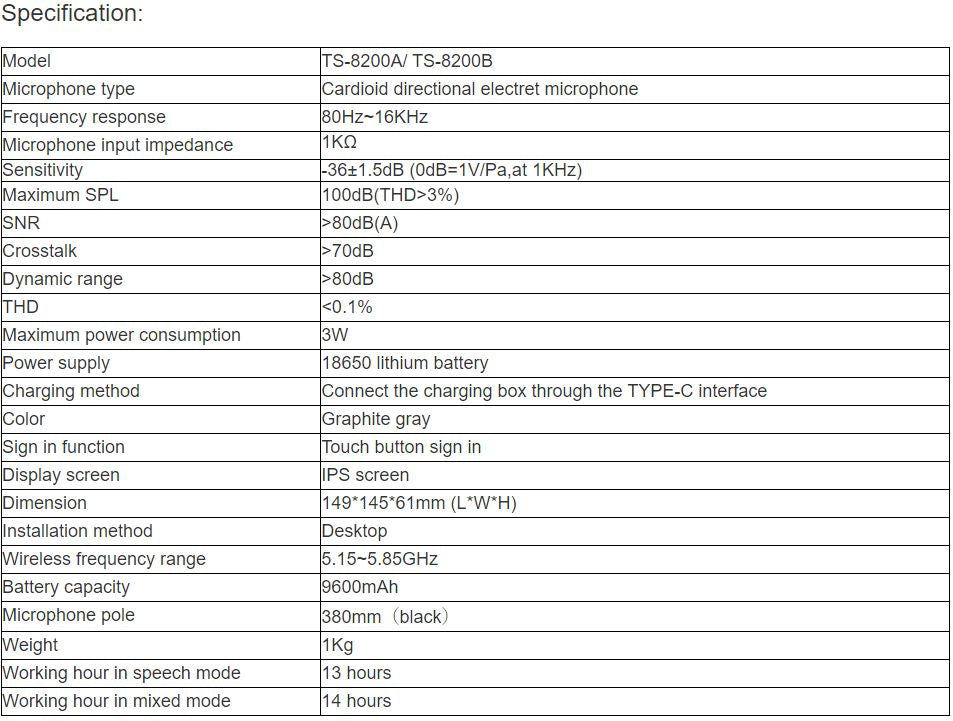 Conference Chairman Unit TS-8200A Delegate Unit TS-8200B