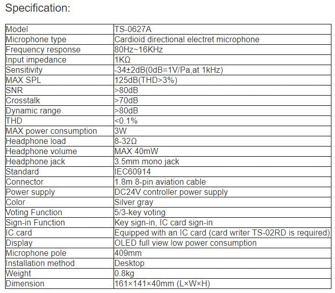 TS-0627A Conference Delegate Unit