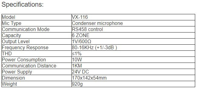 VX-116 Paging Microphone