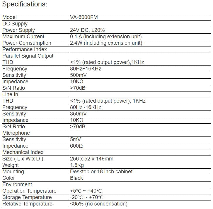 VA-6000FM Fireman Microphone