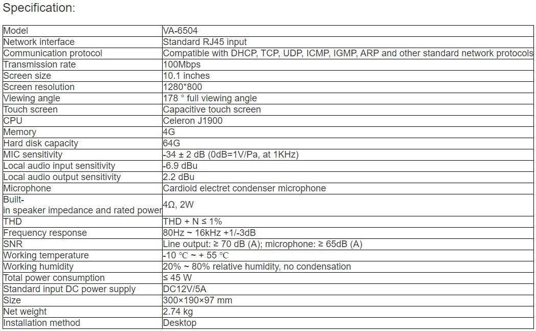 VA-6504 BA1 Operation Console PA System