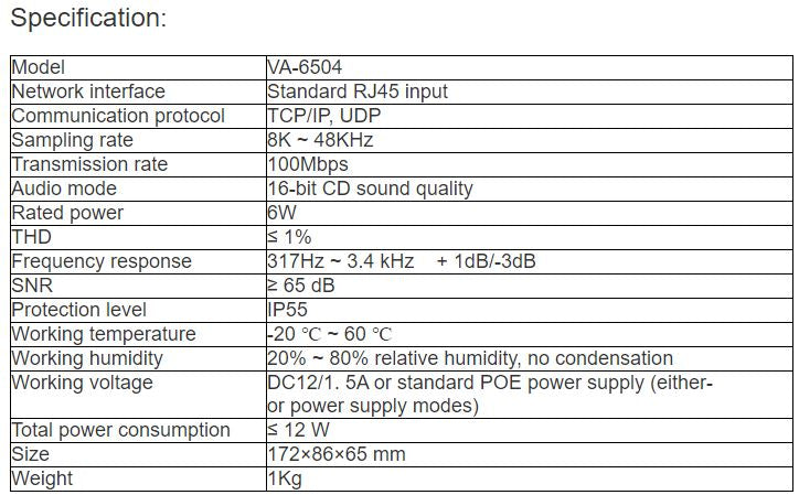 VA-6504 BD1 Intercom Panel PA System