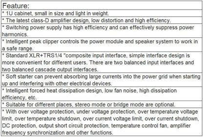 D-200, D-350, D-500 Class-D Professional Amplifier