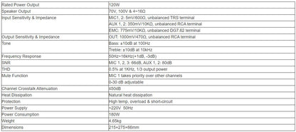 T-120CA Mini Digital Class-D Mixer Amplifier