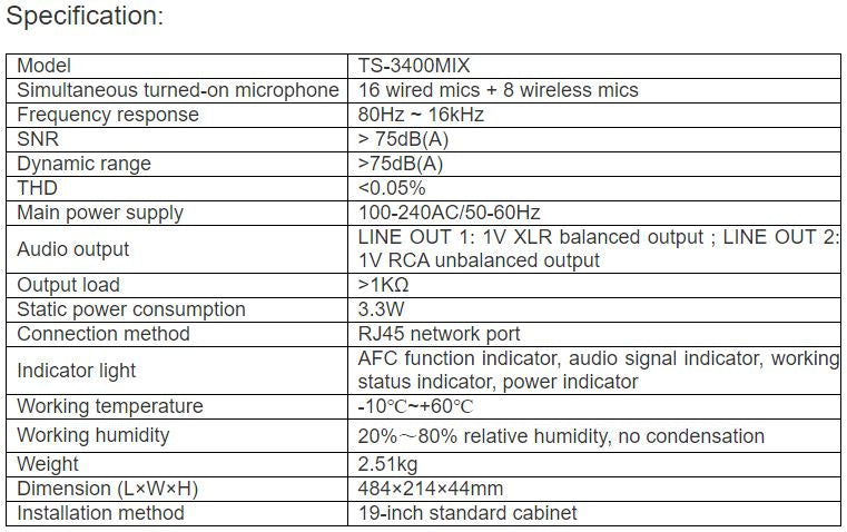 TS-3400MIX Audio Processor