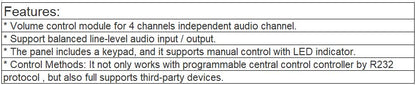 TS-9106M 4-Channel Volume Controller
