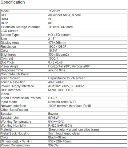 TS-9121 21.5-inch Touch Panel