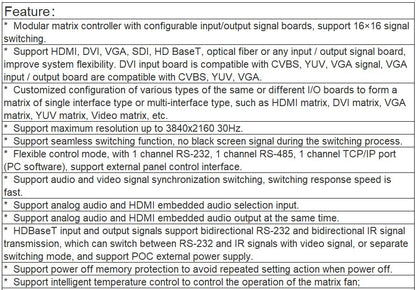 TS-9416UHM Seamless Ultra HD Mixer Matrix Switcher