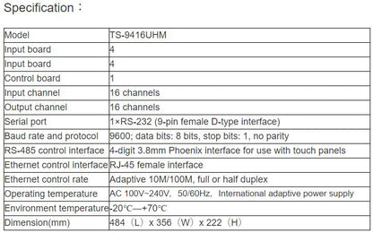 TS-9416UHM Seamless Ultra HD Mixer Matrix Switcher