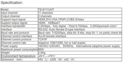 TS-9111UHT HD Seamless Mixer Matrix Switcher