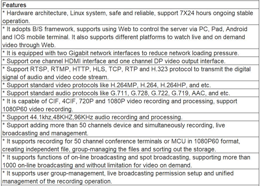 TS-0680 Conference Recording and Broadcasting Server