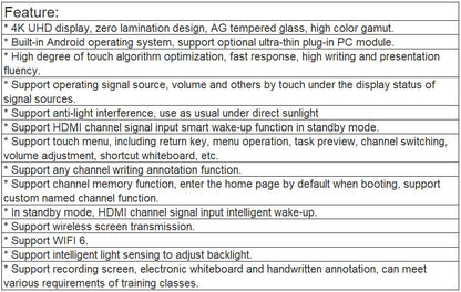 TV-86820 86-inch Interactive Intelligent Touch Screen