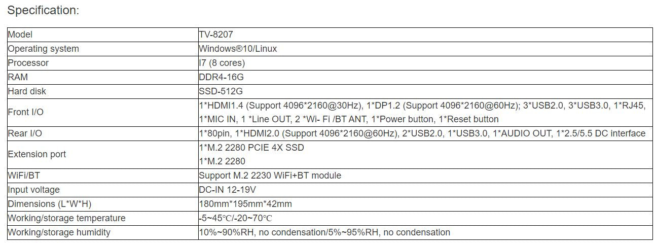 TV-8207 OPS Computer Module (I7)