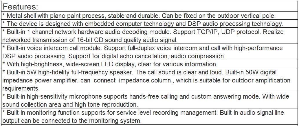 T-7710 IP Network Emergency Intercom Terminal- with LED Screen , Warning Light