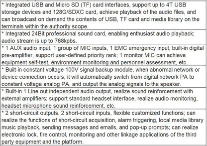 T-7805BM IP Network Adapter, with Power Amplifier, Constant Pressure Backup, with 2.4G Bluetooth Microphone