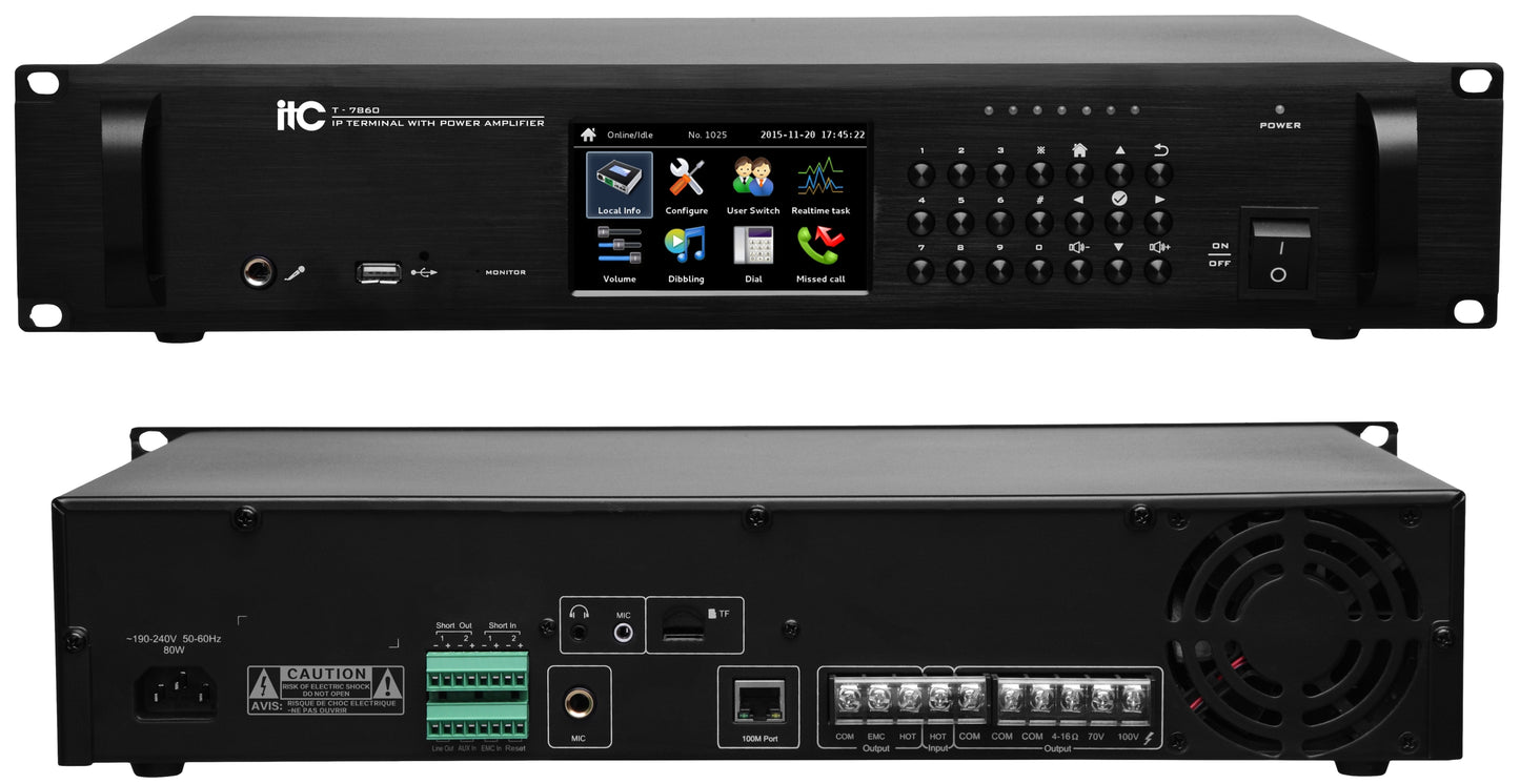 T-7860, T-78120, T-78240, T-78350, T-78500 IP PA Sytem Amplifier