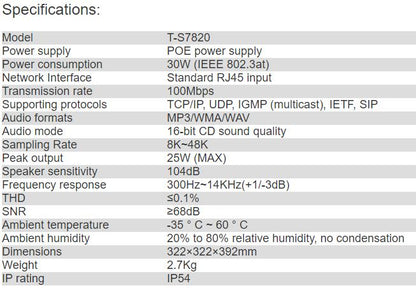T-S7820 POE Horn Speaker
