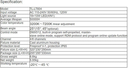 TL-LT604 18*10W LED Flood Light
