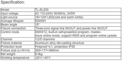 TL-SL293 18*12W LED Flood Light