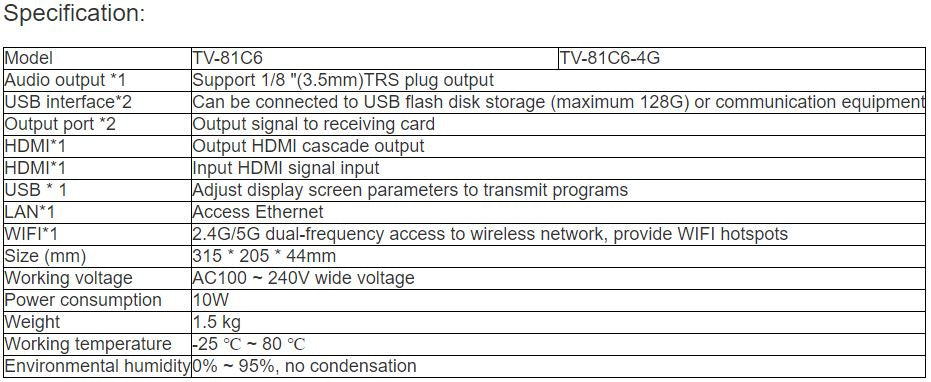 TV-81C6， TV-81C6-4G Asynchronous Full Color System Card