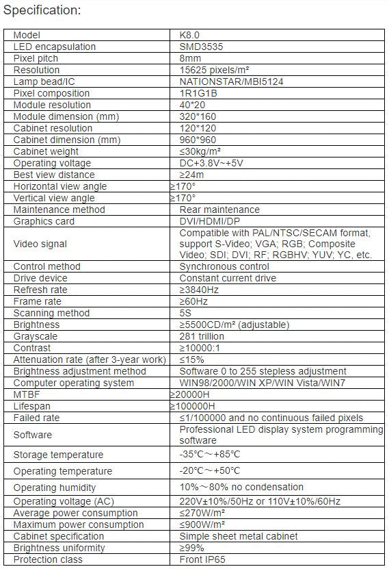 TV-OH800-JX Outdoor Full Color LED Video Wall