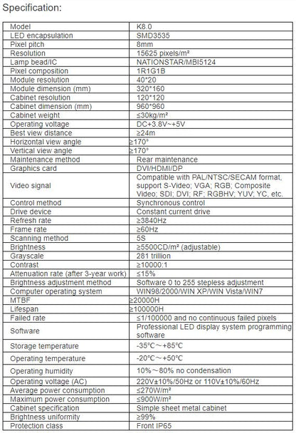 TV-OH800-JX Outdoor Full Color LED Video Wall