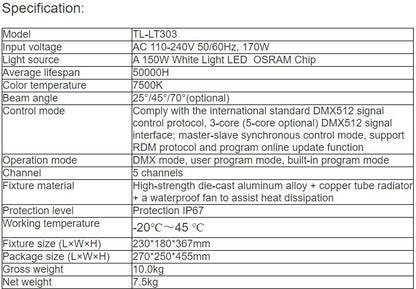 TL-LT303 150W Blue Sky Light
