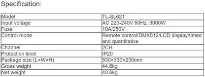 TL-SL621 3000W Water Fog Machine